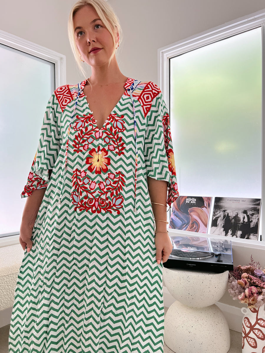 Jaase Bree Maxi Dress with V Neck Button Bodice Hankerchief Sleeve - Ziggy Za - Style House Fashion Jaase