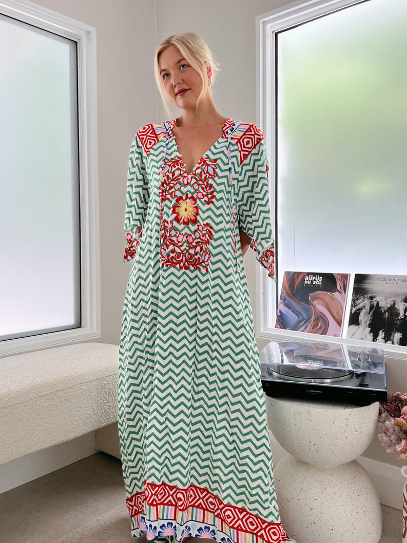 Jaase Bree Maxi Dress with V Neck Button Bodice Hankerchief Sleeve - Ziggy Za - Style House Fashion Jaase