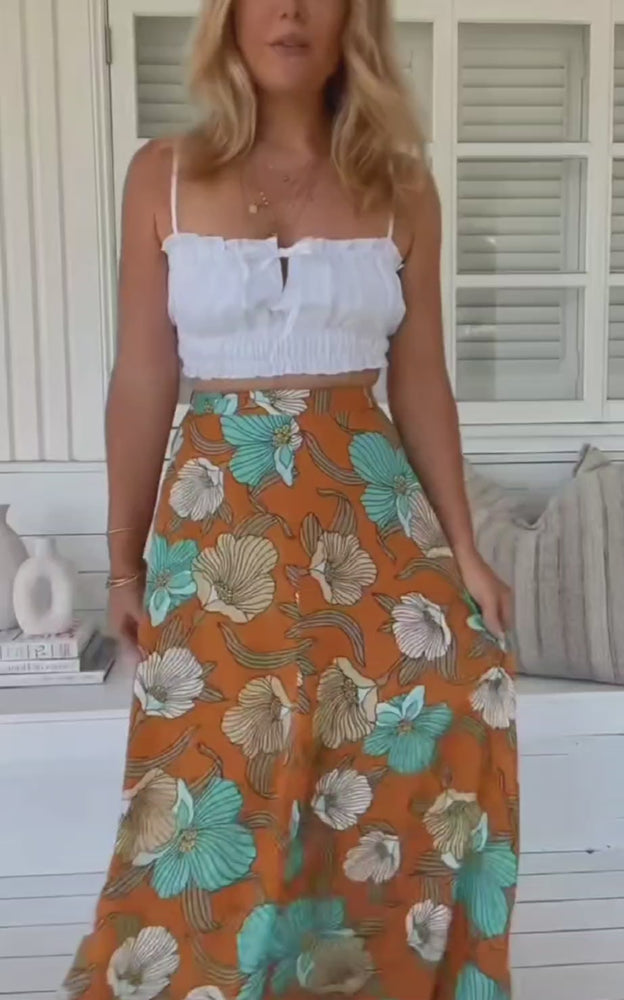 
            
                Load and play video in Gallery viewer, Jaase Rocky Maxi Skirt with Elastic Waist A-Line - Aqua Fields
            
        