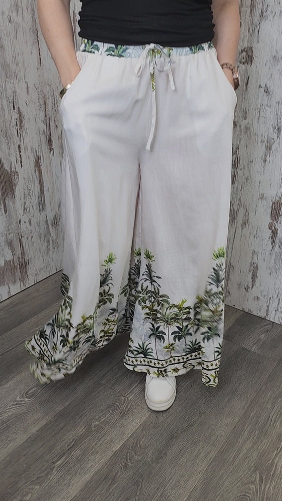 
            
                Load and play video in Gallery viewer, Iris Maxi Palazzo Pants with Drawstring Waist Wide Leg - Paradise
            
        