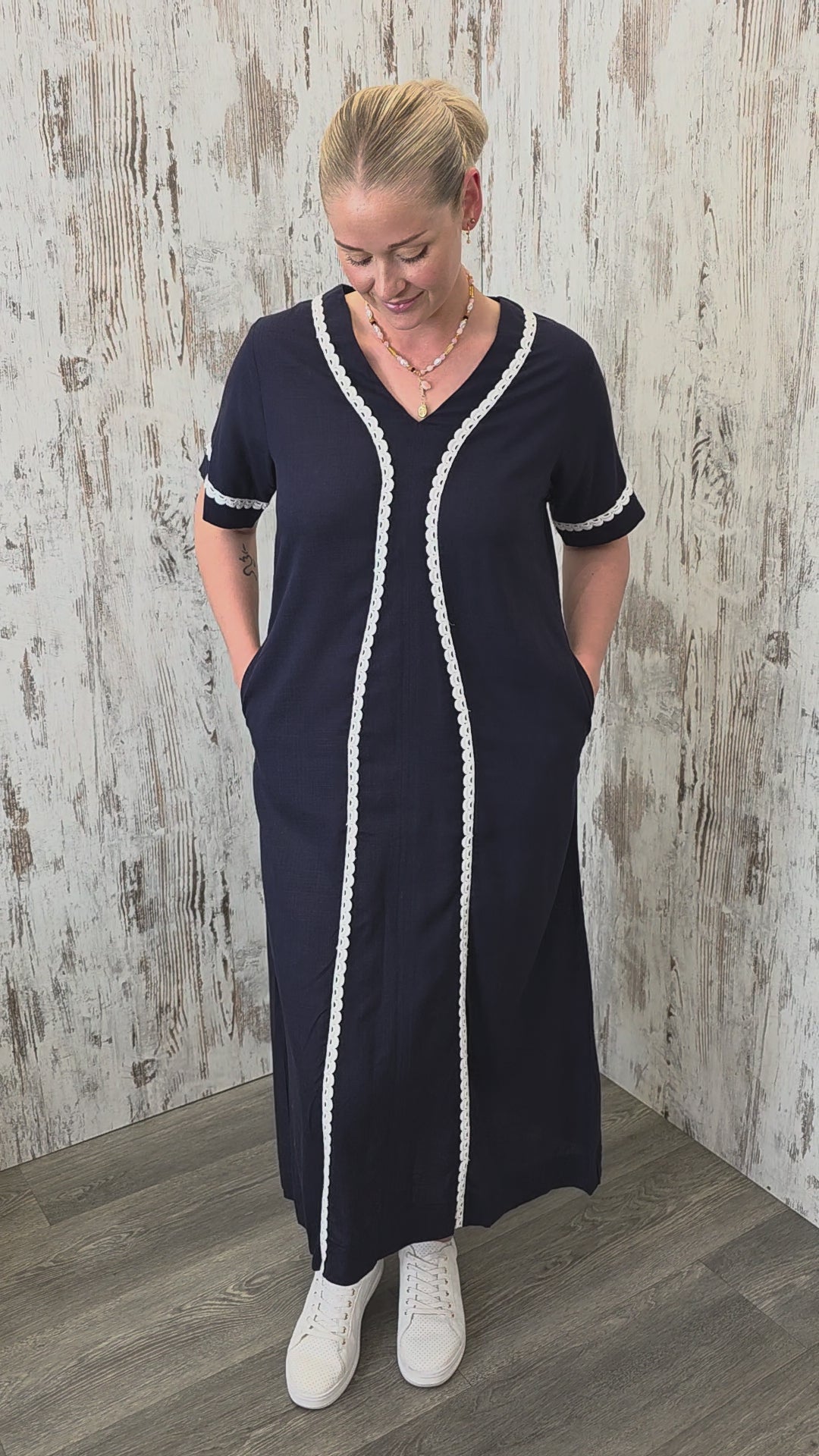 Label of Love Effortless Coastal Contrast Maxi Dress – Navy