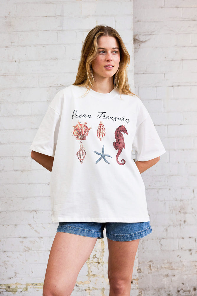 Primrose Aquatic Symphony Oversized Vintage T-Shirt - Ocean Treasures