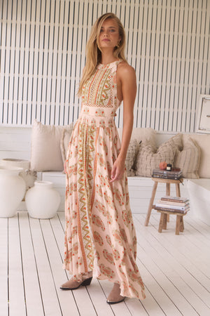 Jaase Endless Summer Maxi Dress with Halter Neck Tie Back Full Skirt - Heirloom - Style House Fashion Jaase Jaase