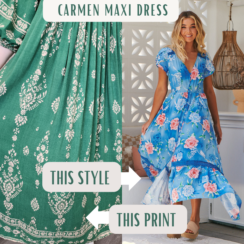 Jaase Carmen Maxi Dress with Cap Shell Sleeve V Neck Pockets - Kiva - Style House Fashion Jaase