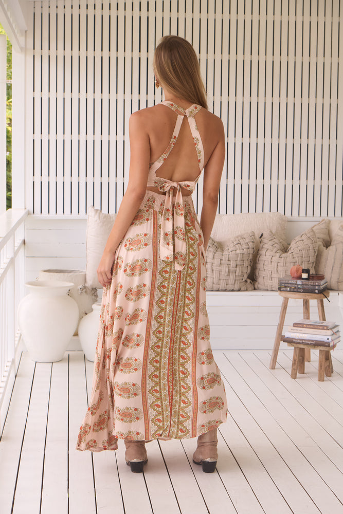 Jaase Endless Summer Maxi Dress with Halter Neck Tie Back Full Skirt - Heirloom - Style House Fashion Jaase Jaase