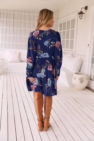 Jaase Tracey Long Sleeve Mini Dress in Botanica Collection - Style House Fashion