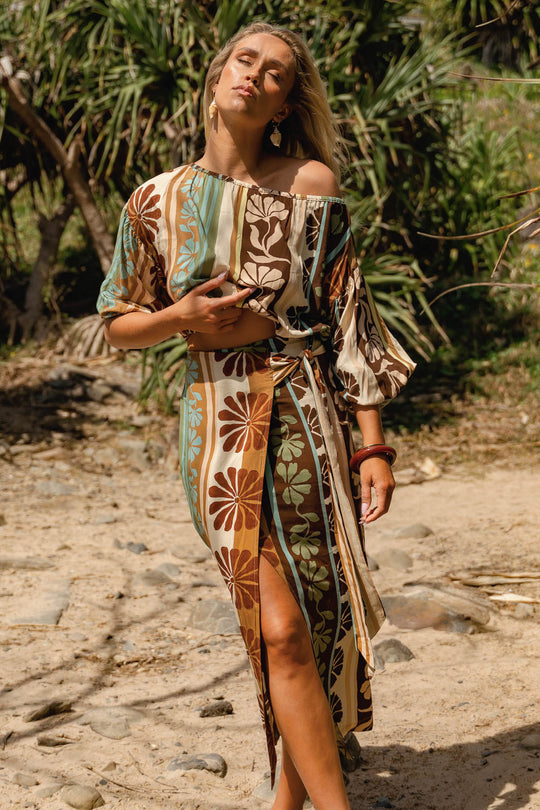 Jaase Zia Wrap Maxi Skirt - Cacao Mist