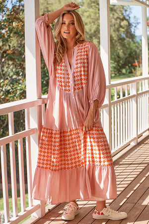Jaase Ria Midi Dress with Pockets V Neck Buttoned Through - Winny