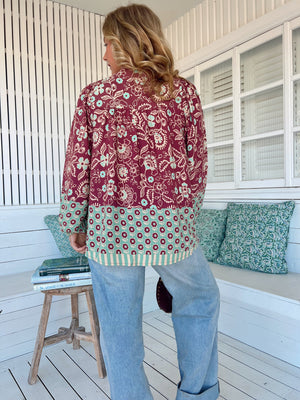Jaase Bee Blouse Top with Mandarin Collar V Neck Buttons Lace Detail - Athena - Style House Fashion Jaase Jaase Jaase