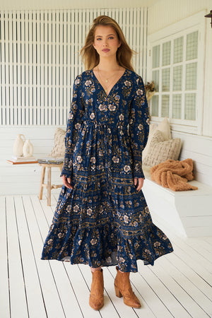 Jaase Stephanie Maxi Dress Long Billowy Shirred Sleeve - Adeline - Style House Fashion Jaase