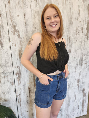 Country Denim Sam High Rise Stretch Shorts - Dark Blue - Style House Fashion Country Denim Country Denim Country Denim Country Denim Country Denim Country Denim