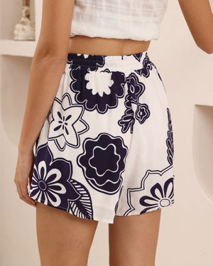 Iris Maxi Sam Shorts with Drawstring High Waist - Camellia