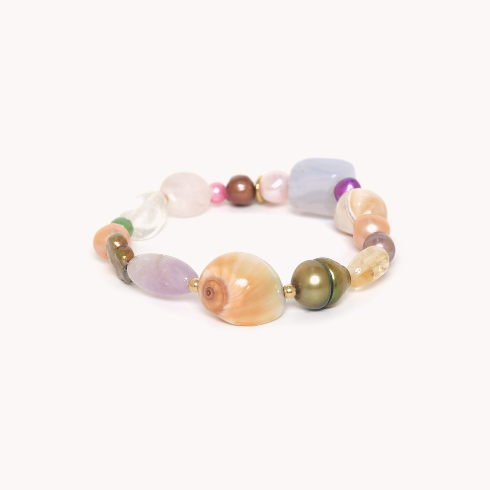 Nature Bijoux Monte Rosso Multi Colour Pearl Amethyst Shell Stretch Bracelet
