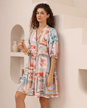 Iris Maxi Emma Mini Dress with V-Neck Buttons Pockets - Baltic - Style House Fashion Iris Maxi