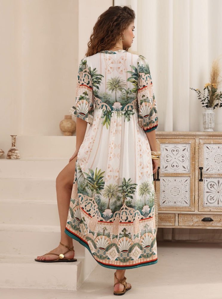 Iris Maxi Dee Maxi Dress with Pockets V Neck - Jungle