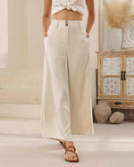 Iris Maxi Joplin Silk Linen Pants Wide Leg - Natural