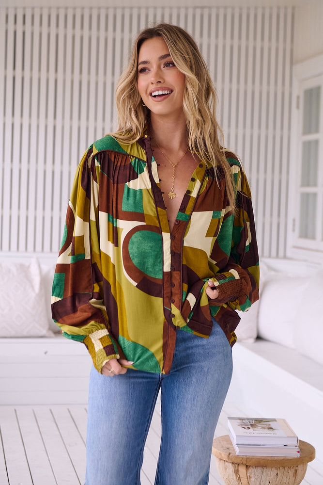 Jaase - Beau Shirt Blouse Long Sleeve Button Front - Bardot Collection - Style House Fashion Jaase