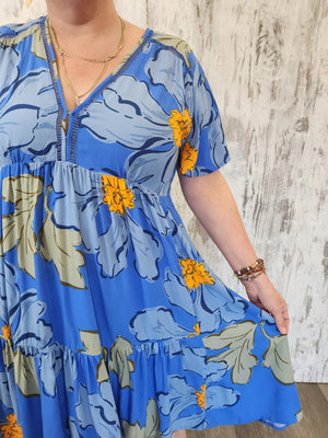 Jaase Rhys Mini Dress with Pockets V-Neck Flutter Sleeve - Blue Bell - Style House Fashion Jaase