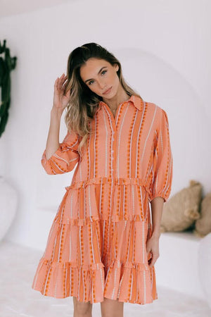 Joop & Gypsy Carolina Cotton Dress with V-Neck Collar Pockets - Apricot Dreams - Style House Fashion Joop and Gypsy Joop and Gypsy Joop and Gypsy Joop and Gypsy