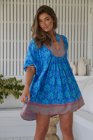 Jaase Boheme Mini Dress with Mandarin Collar Pockets - Take Me On Vacay - Style House Fashion