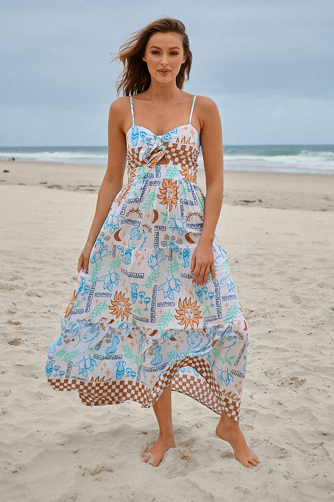 Jaase Bambi Maxi Dress with Adjustable Strap Shirred Back - Rhodes - Style House Fashion Jaase