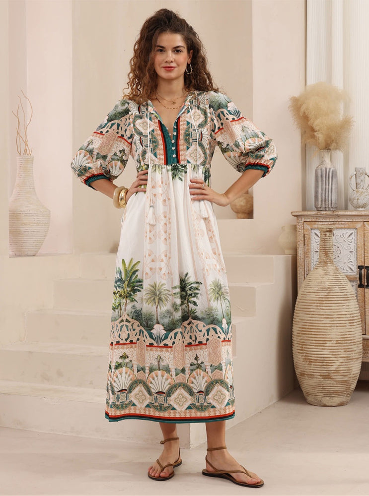 Iris Maxi Dee Maxi Dress with Pockets V Neck - Jungle