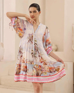 Iris Maxi Emma Mini Dress with V Neck Buttons Pockets - Reverie - Style House Fashion Iris Maxi