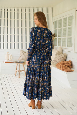 Jaase Stephanie Maxi Dress Long Billowy Shirred Sleeve - Adeline - Style House Fashion Jaase