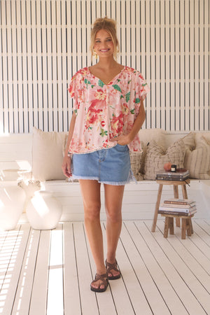 Jaase Fisico Top Blouse with V Neck Short Sleeve - Alessia - Style House Fashion Jaase Jaase Jaase Jaase