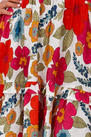 Joop & Gypsy Kaya Mini Dress with V Neck Buttons Pockets - Red Tropics - Style House Fashion Joop and Gypsy Joop and Gypsy Joop and Gypsy Joop and Gypsy