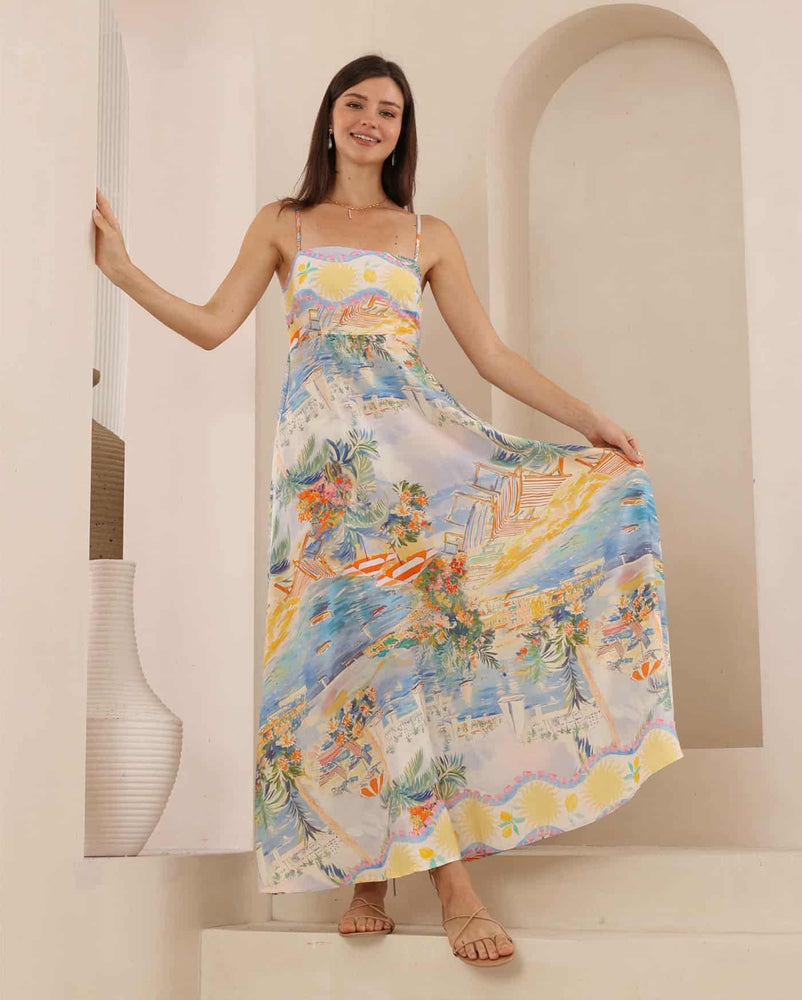 Iris Maxi Collette Maxi Dress Square Neckline Pockets Spaghetti Strap - Summer Down Under