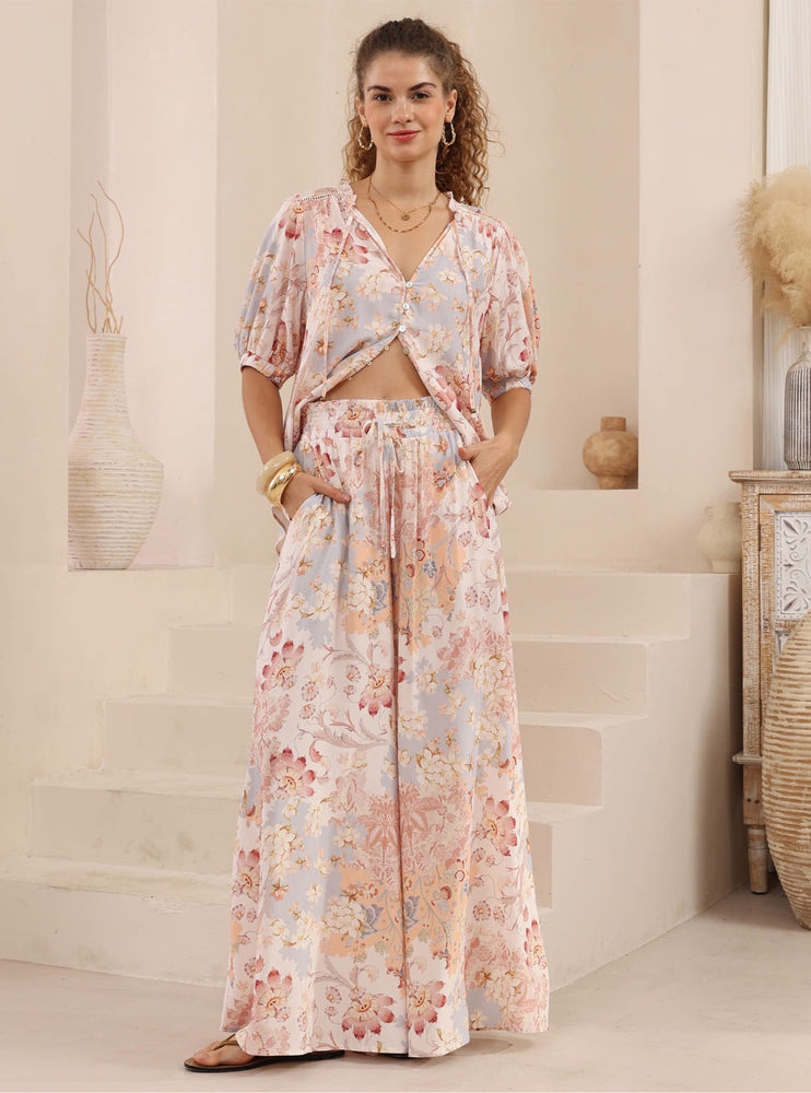 Iris Maxi Kelsie Bohemian Blouse V Neck Buttoned - Rosewater