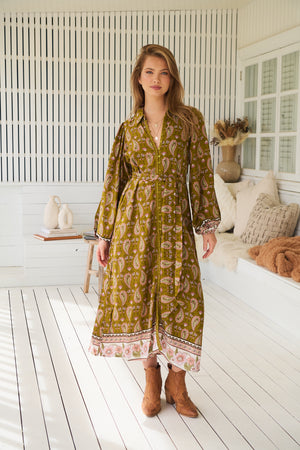Jaase Whitney Shirt Maxi Dress with Collar Buttoned Front Lace Detail - Amalie - Style House Fashion Jaase Jaase Jaase