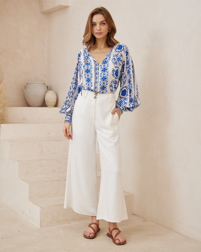 Kelsie Long Sleeve Blouse - Sicily - Style House Fashion Iris Maxi