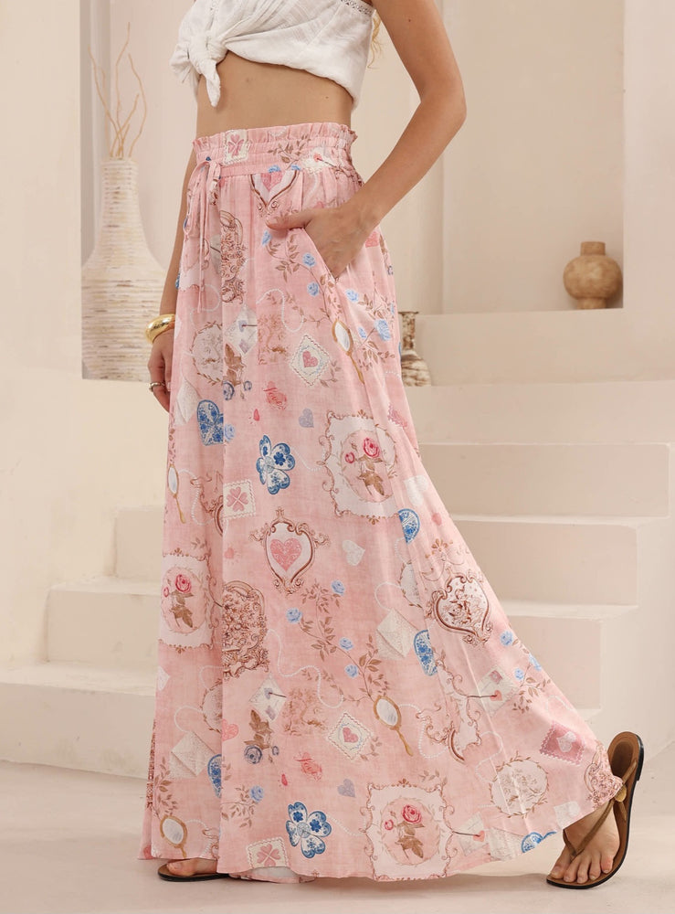 Iris Maxi Palazzo Pants with Drawstring Waist Wide Leg - Lorraine