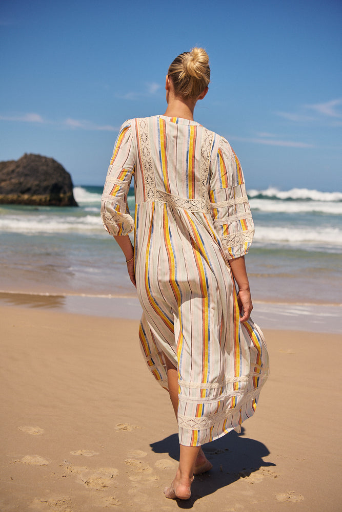 Jaase Meadow Maxi Dress with V Neck Button Bodice - Coloured Sands - Style House Fashion Jaase Jaase Jaase Jaase Jaase Jaase Jaase Jaase