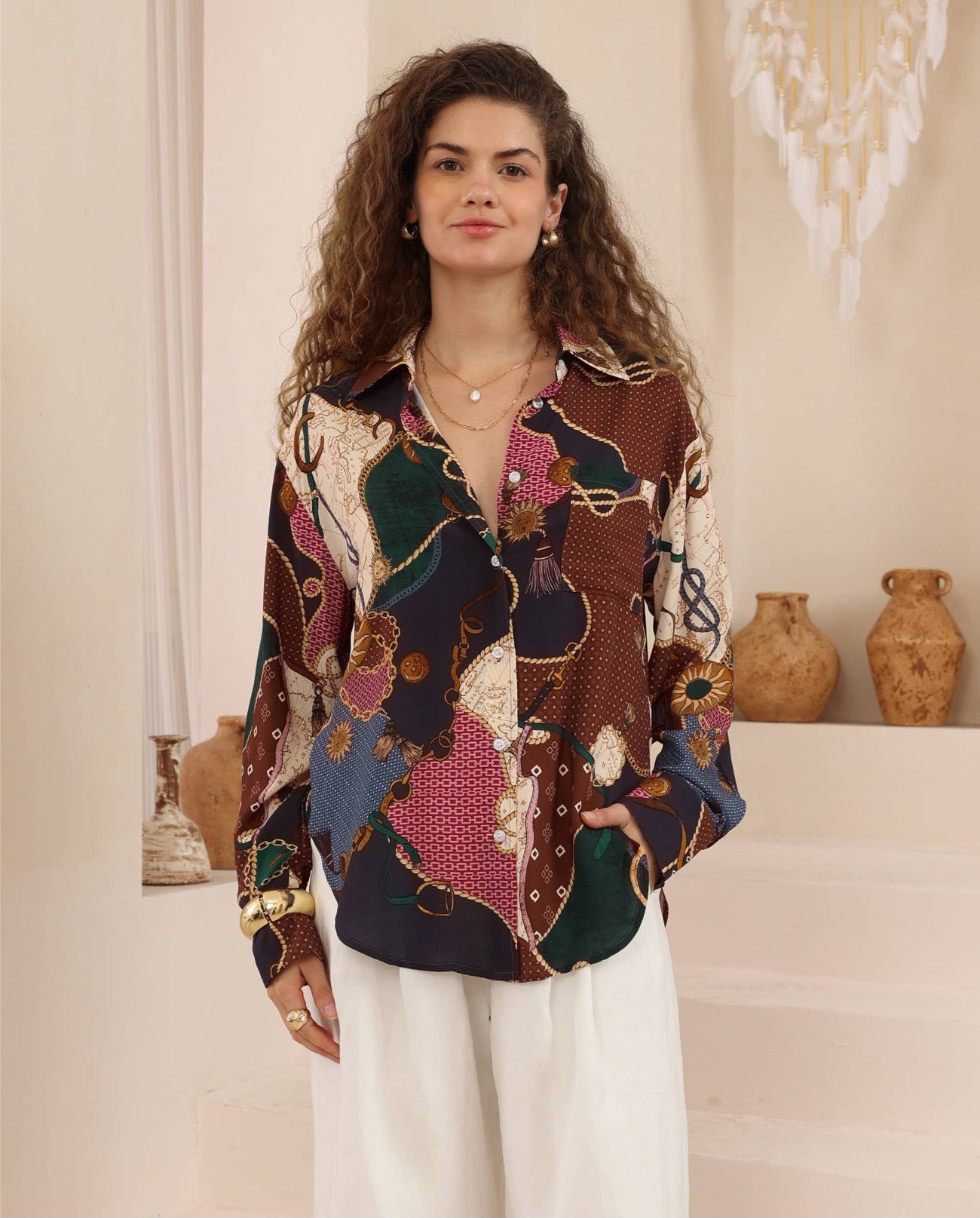 Iris Maxi Layla Shirt with Collar Buttoned Sleeves Button Cuff - Bianca - Style House Fashion Iris Maxi