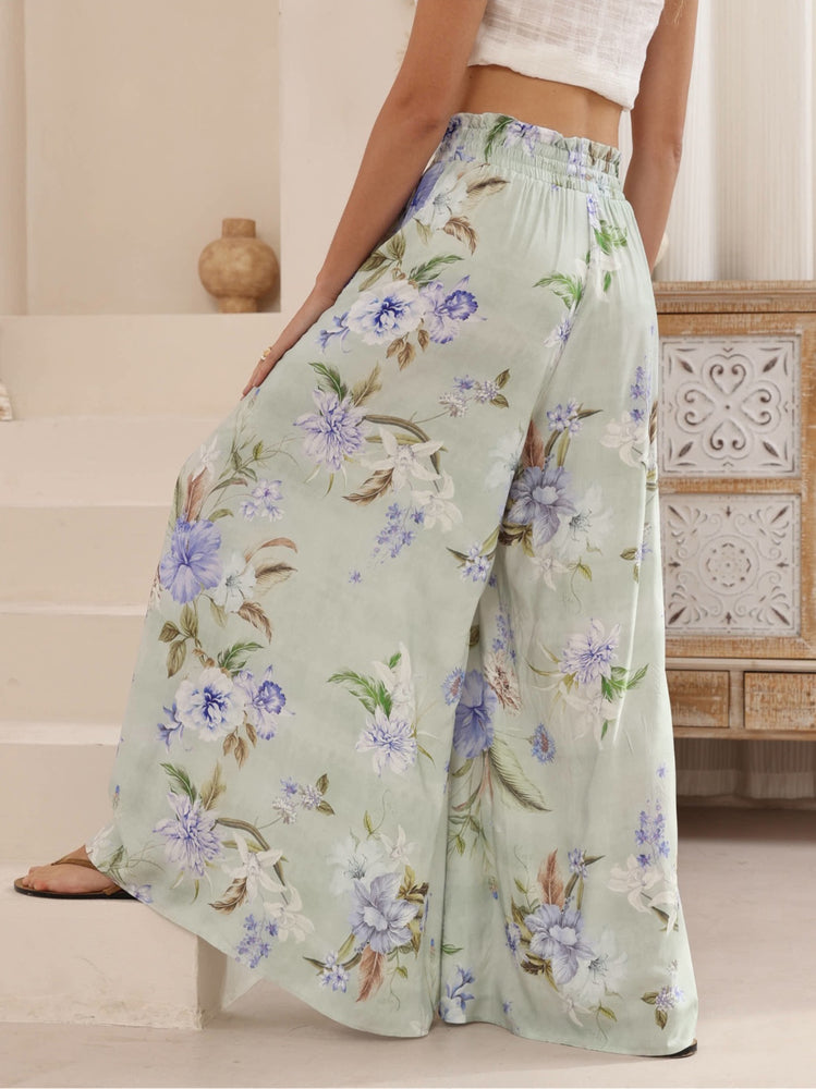 Iris Maxi Palazzo Pants with Drawstring Waist Wide Leg - Cassidy