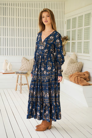 Jaase Stephanie Maxi Dress Long Billowy Shirred Sleeve - Adeline - Style House Fashion Jaase