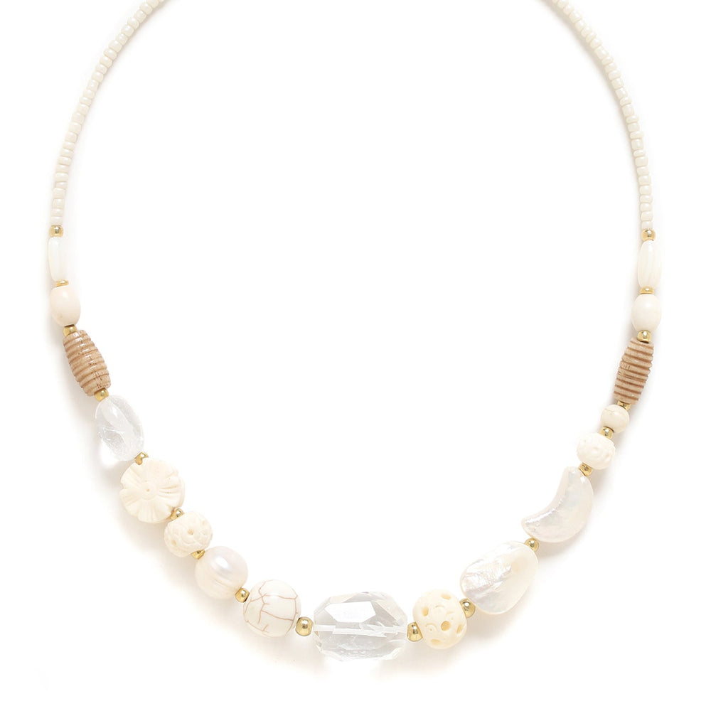 Nature Bijoux Pondichery Mother Of Pearl Quartz Shell Necklace