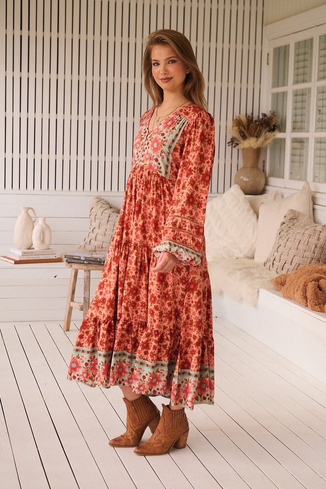 Jaase Eve Midi Dress with Long Billowy Sleeve - Lillianna - Style House Fashion Jaase Jaase