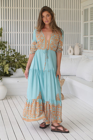 Jaase Tessa Maxi Dress with Drawstring Waist - Arabian Nights - Style House Fashion