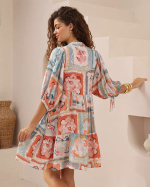 Iris Maxi Emma Mini Dress with V-Neck Buttons Pockets - Baltic - Style House Fashion Iris Maxi