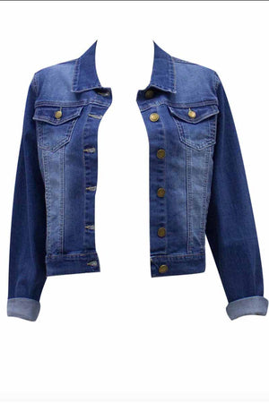 Country Denim Essential Stretch Denim Jacket Mid Length - Mid Blue - Style House Fashion Country Denim Country Denim Country Denim