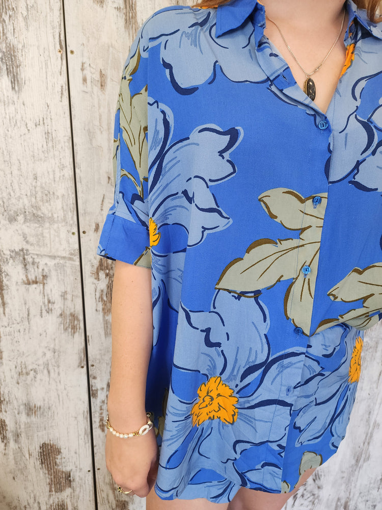 Jaase Flora Shorts with Elastic Shirred Waist Relaxed Fit - Blue Bell - Style House Fashion Jaase Jaase Jaase