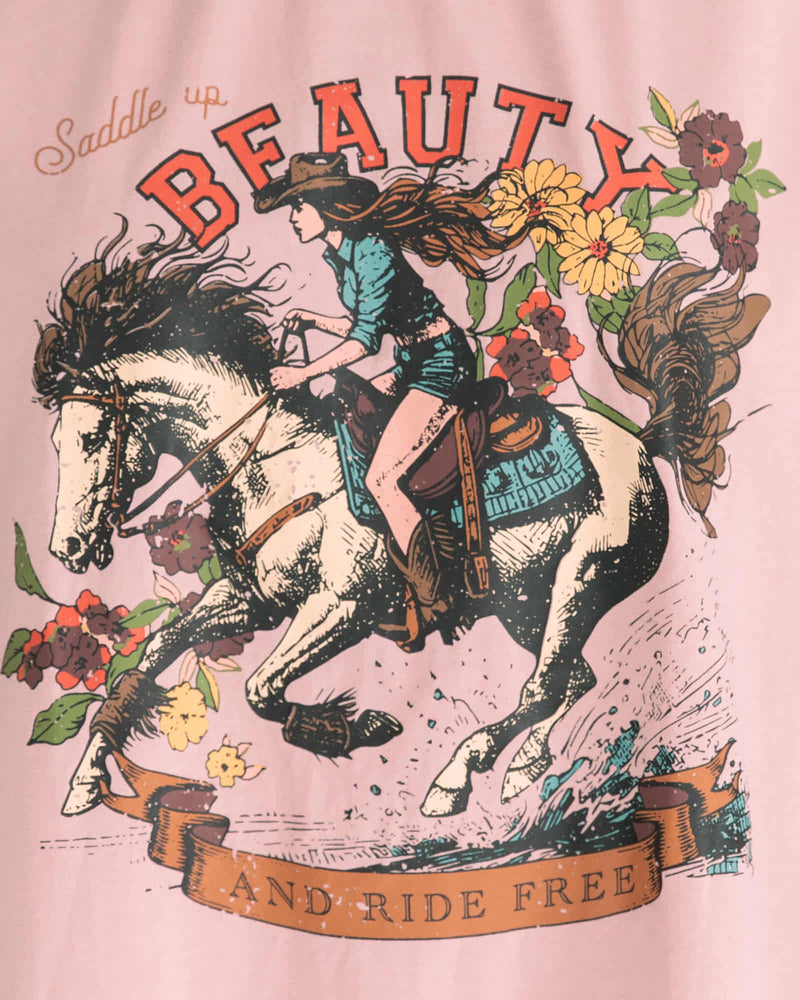 Paper Heart Saddle Up Beauty Slightly Oversized Vintage T-Shirt - Pink - Style House Fashion Paper Heart