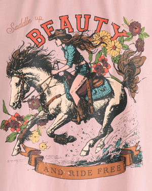Paper Heart Saddle Up Beauty Slightly Oversized Vintage T-Shirt - Pink - Style House Fashion Paper Heart