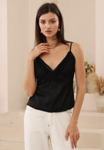 Iris Maxi Mika Camisole Singlet with V Neck Adjustable Straps - Black