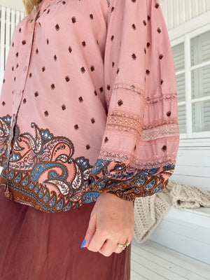 Jaase Eliza Blouse with V-Neck Lace Buttons Balloon Sleeve - Seraphina - Style House Fashion Jaase Jaase