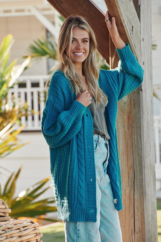 Jaase Azure Knit Cardigan - Teal - Style House Fashion Jaase